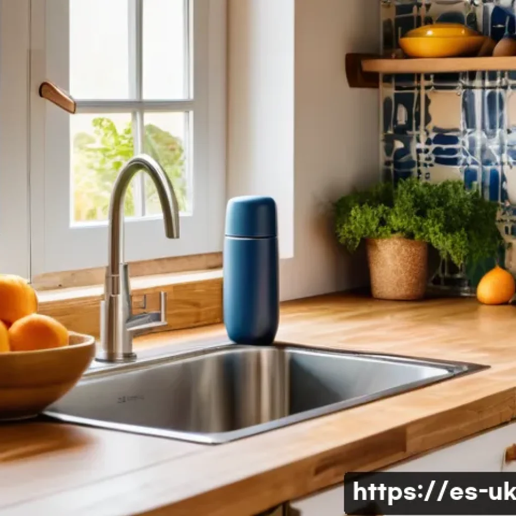 친환경 소비 트렌드와 일회용품 대체 - A bright, inviting Spanish kitchen scene showcasing eco-friendly sustainable materials in everyday u...